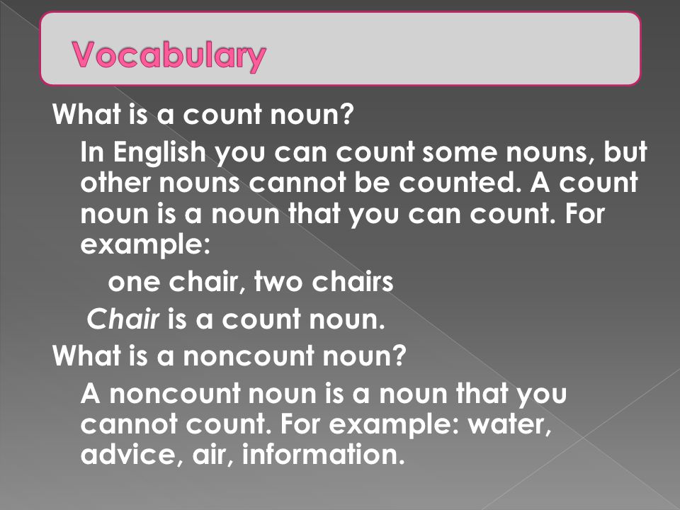 Vocabulary What is a count noun
