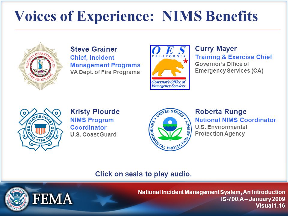 Voices of Experience: NIMS Benefits