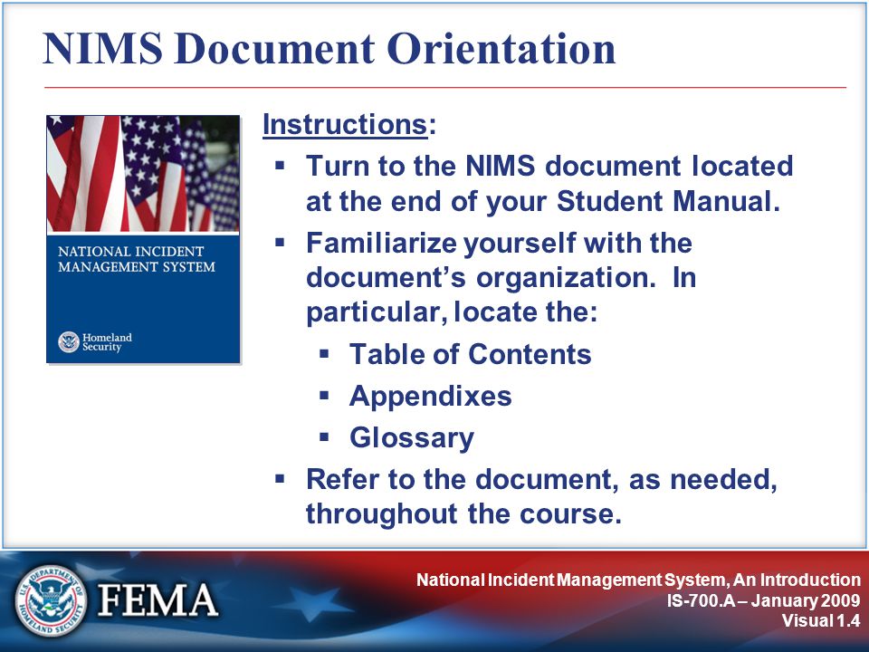 NIMS Document Orientation