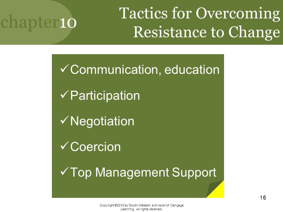 Tactics for Overcoming Resistance to Change