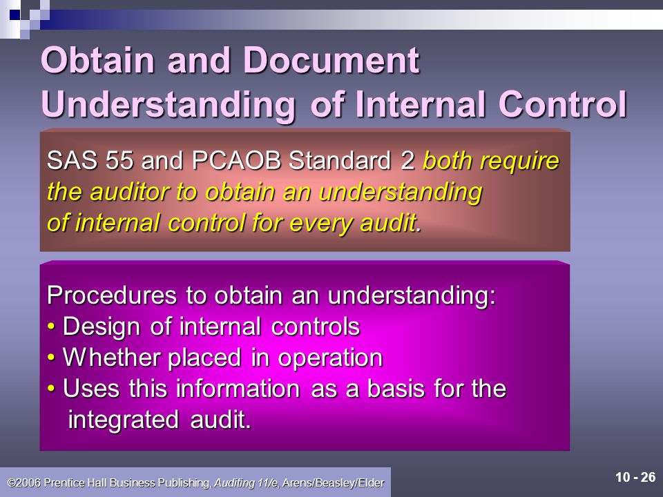 Obtain and Document Understanding of Internal Control