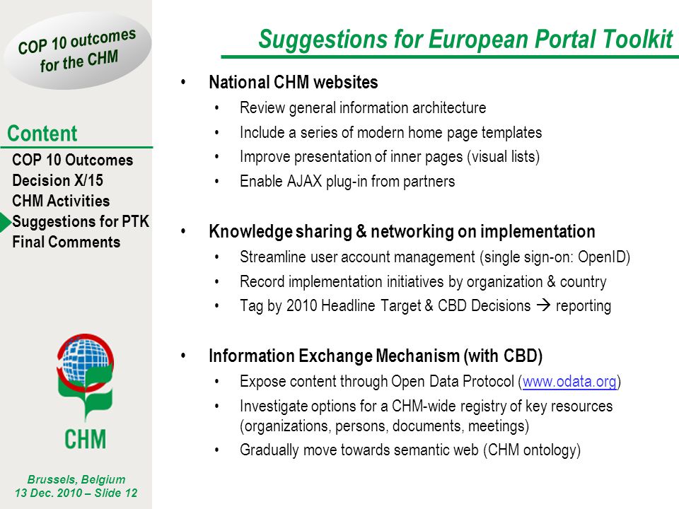 Suggestions for European Portal Toolkit