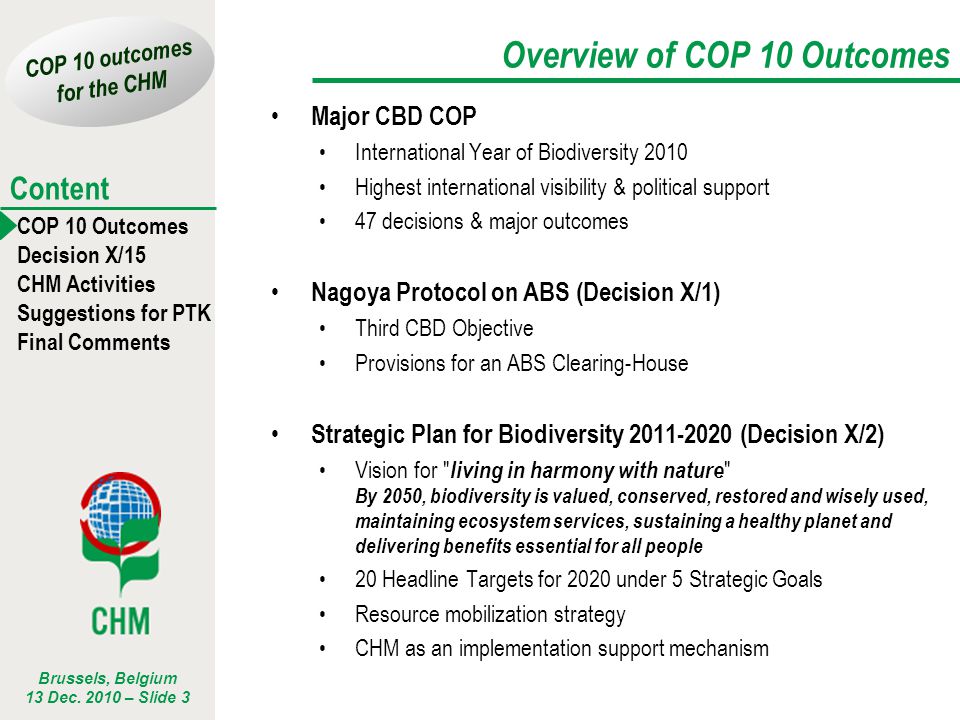 Overview of COP 10 Outcomes
