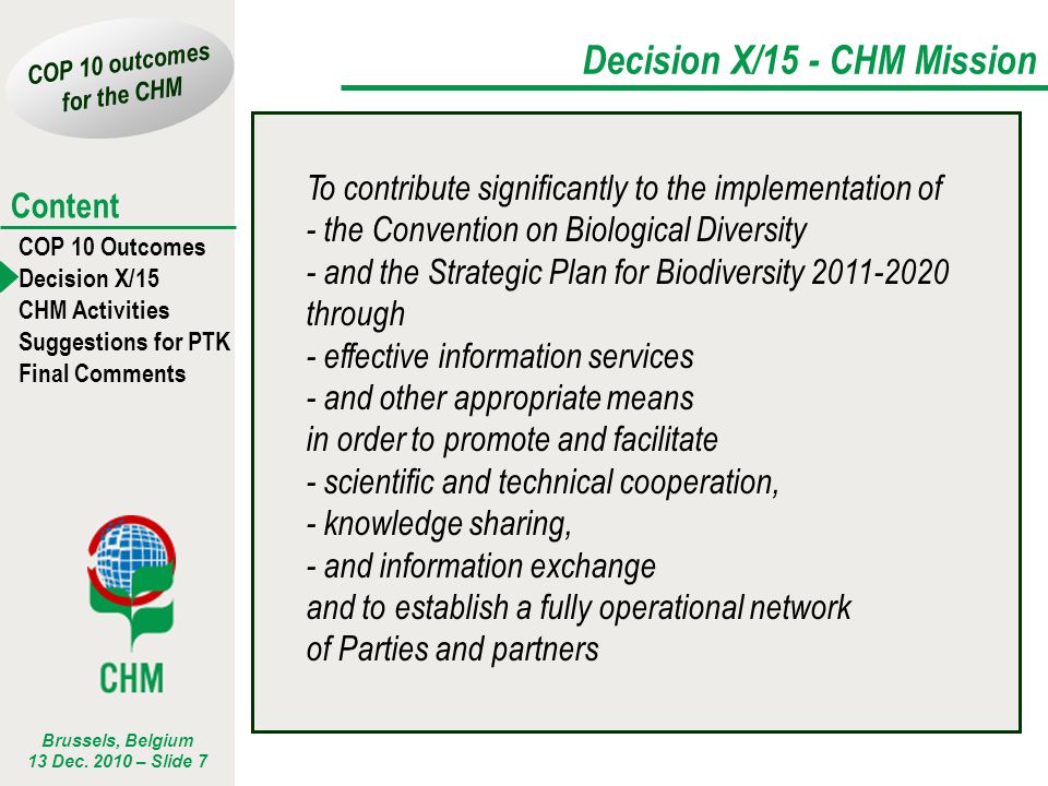 Decision X/15 - CHM Mission