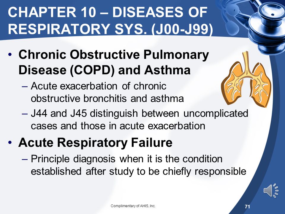 CHAPTER 10 – DISEASES OF RESPIRATORY SYS. (J00-J99)
