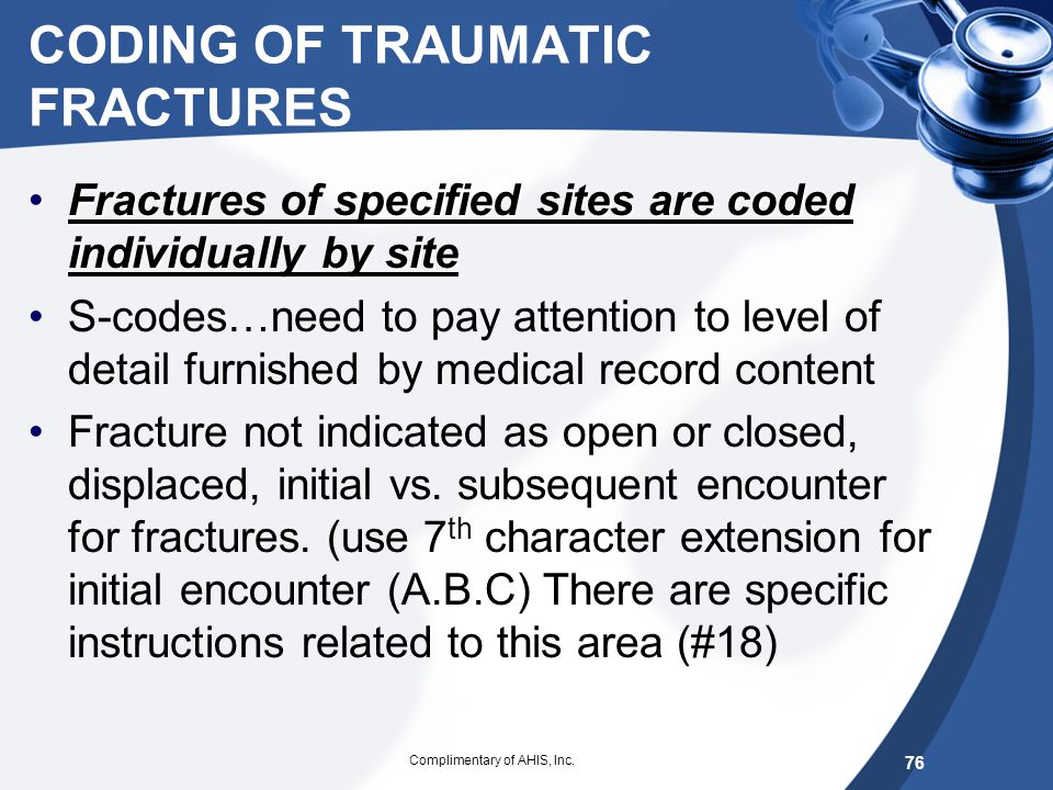 CODING OF TRAUMATIC FRACTURES