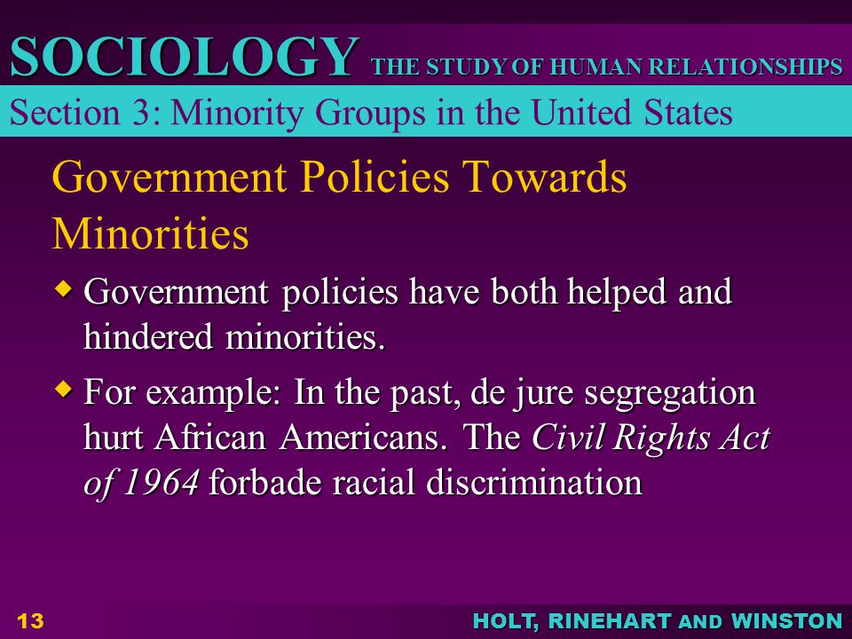 Government Policies Towards Minorities