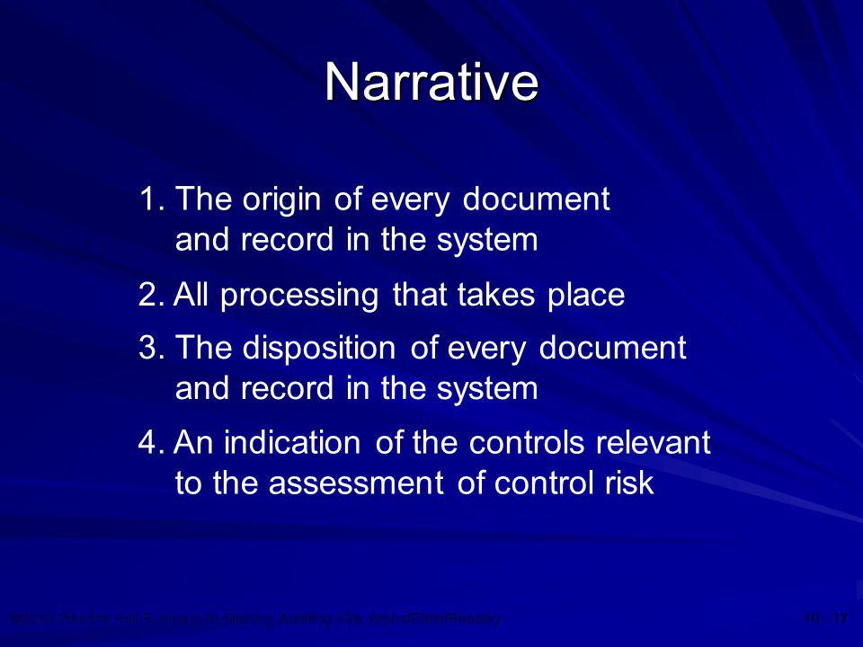 Narrative 1. The origin of every document and record in the system