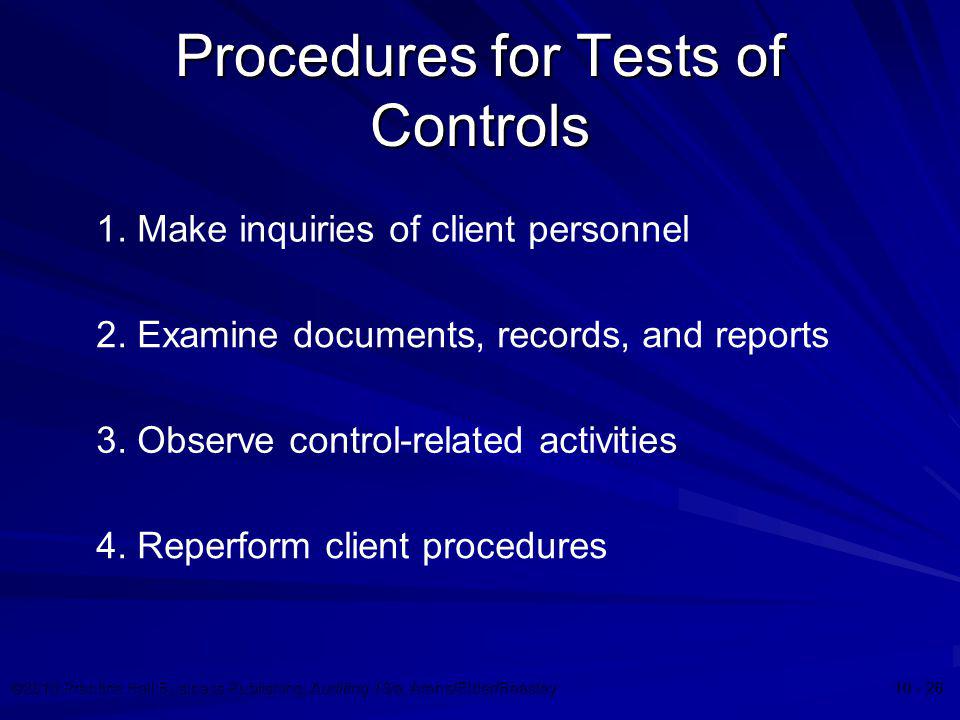 Procedures for Tests of Controls