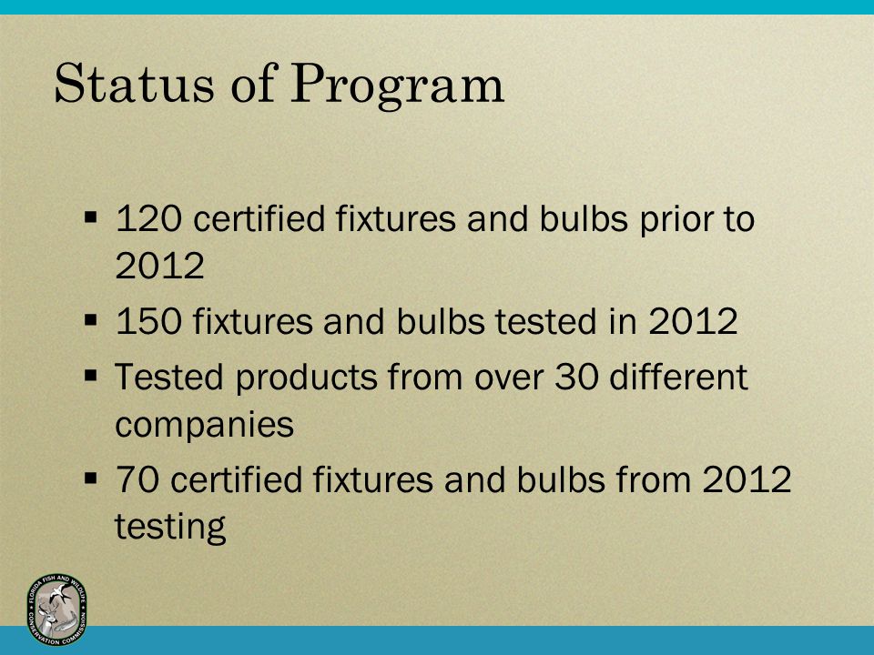 Status of Program 120 certified fixtures and bulbs prior to 2012