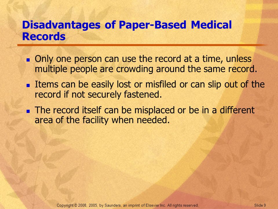 paper based medical records advantages and disadvantages