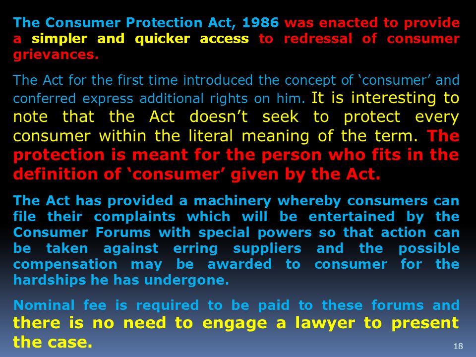 consumer protection act 1986 notes