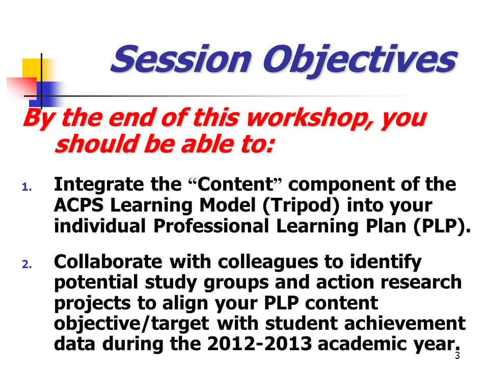 Session Objectives By the end of this workshop, you should be able to:
