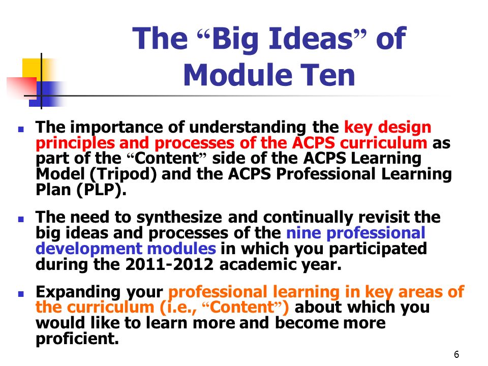 The Big Ideas of Module Ten