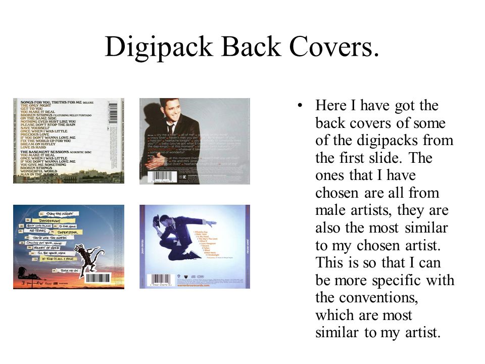 Digipack Back Covers.
