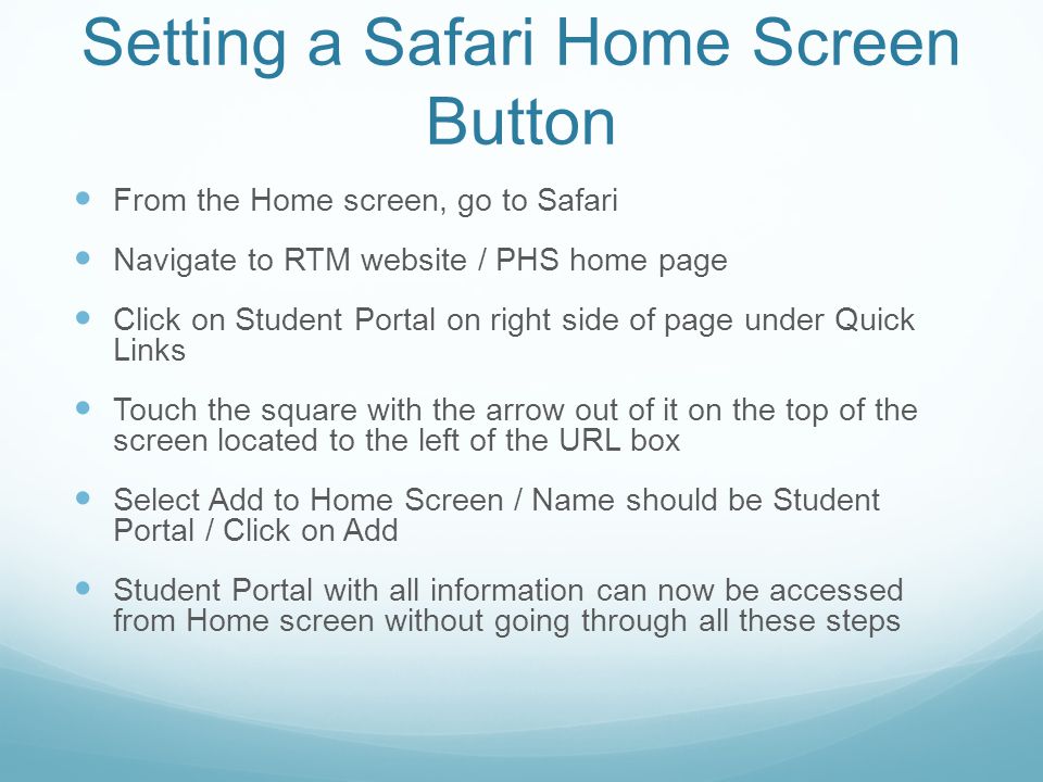 Setting a Safari Home Screen Button
