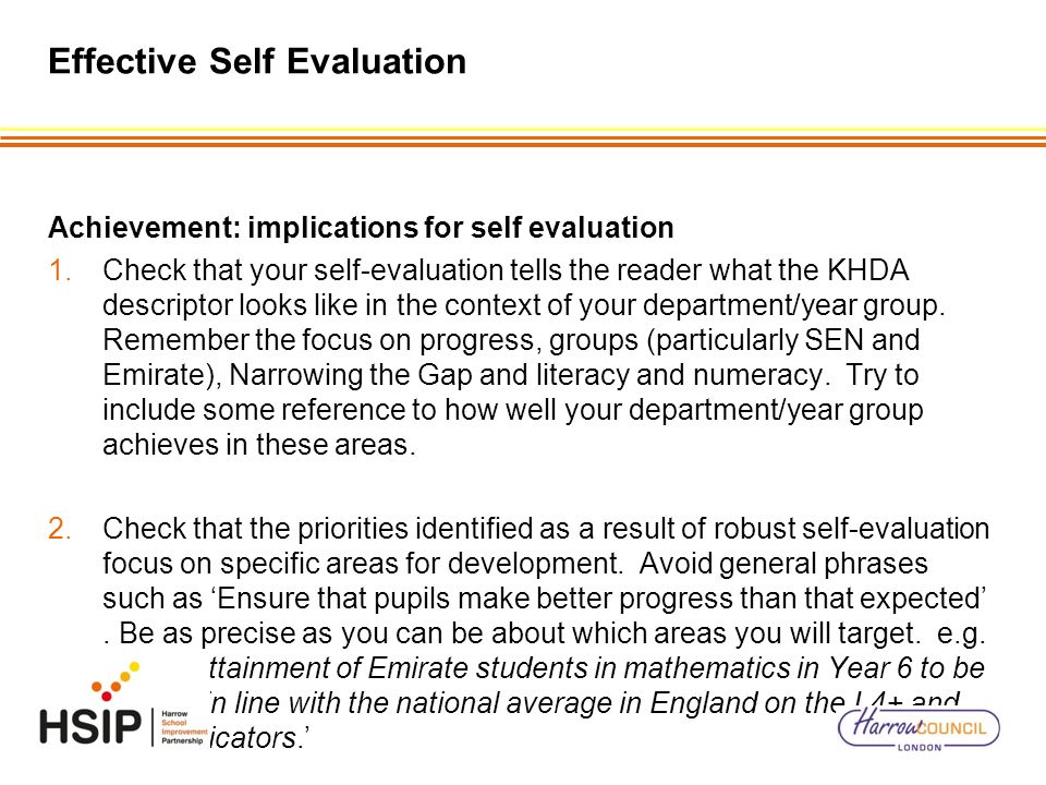 Effective Self Evaluation
