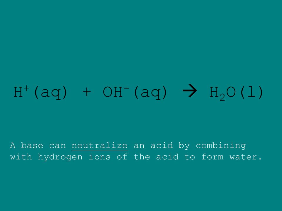 H+(aq) + OH-(aq)  H2O(l)