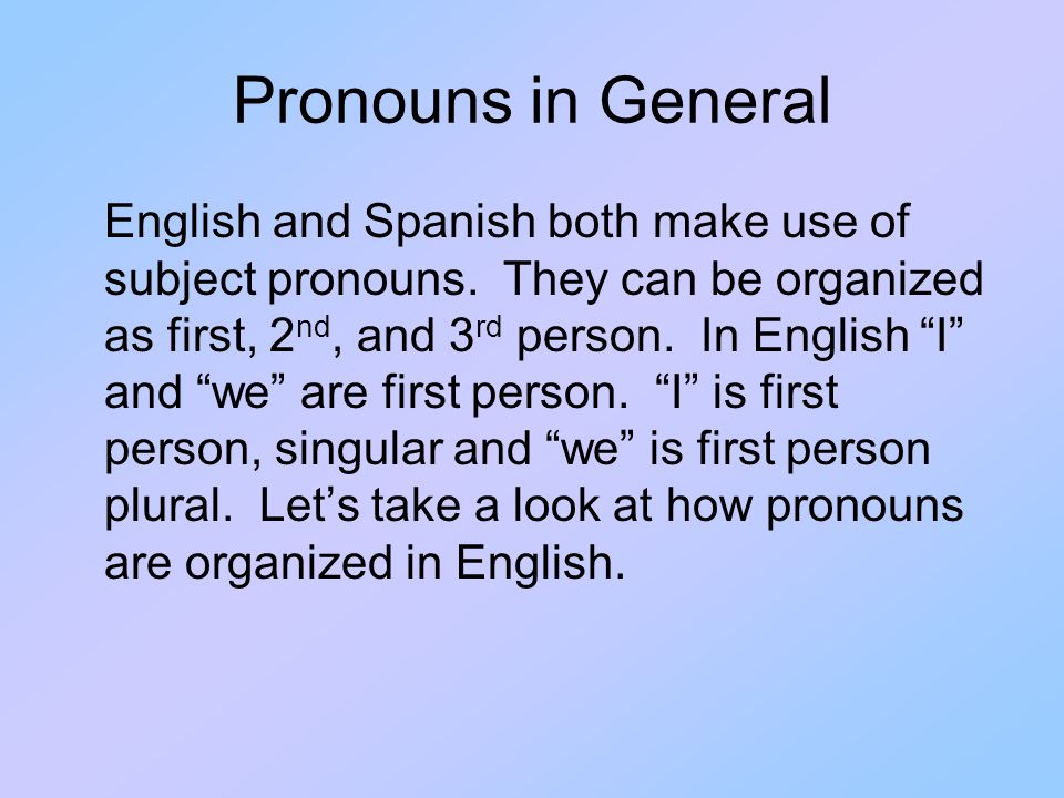 Pronouns in General