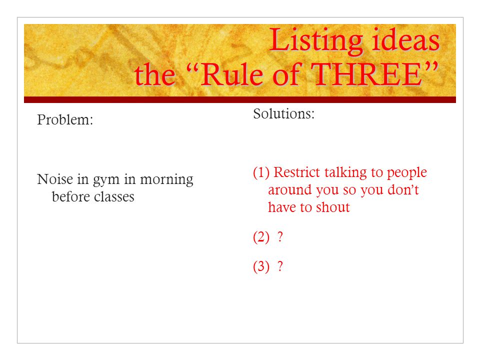 Listing ideas the Rule of THREE