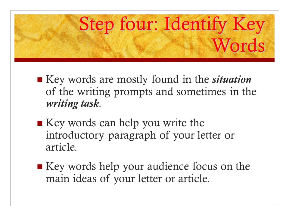 Step four: Identify Key Words