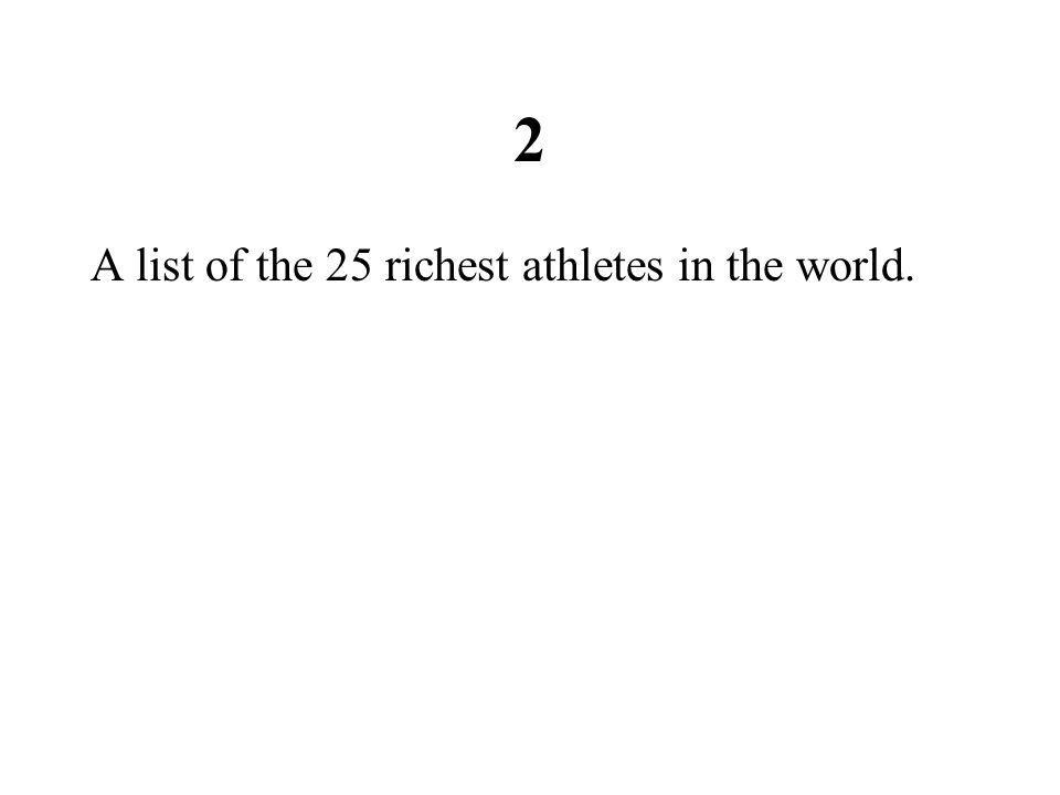 2 A list of the 25 richest athletes in the world.