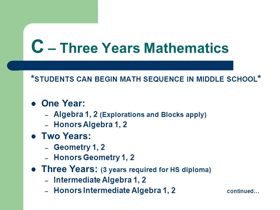 C – Three Years Mathematics