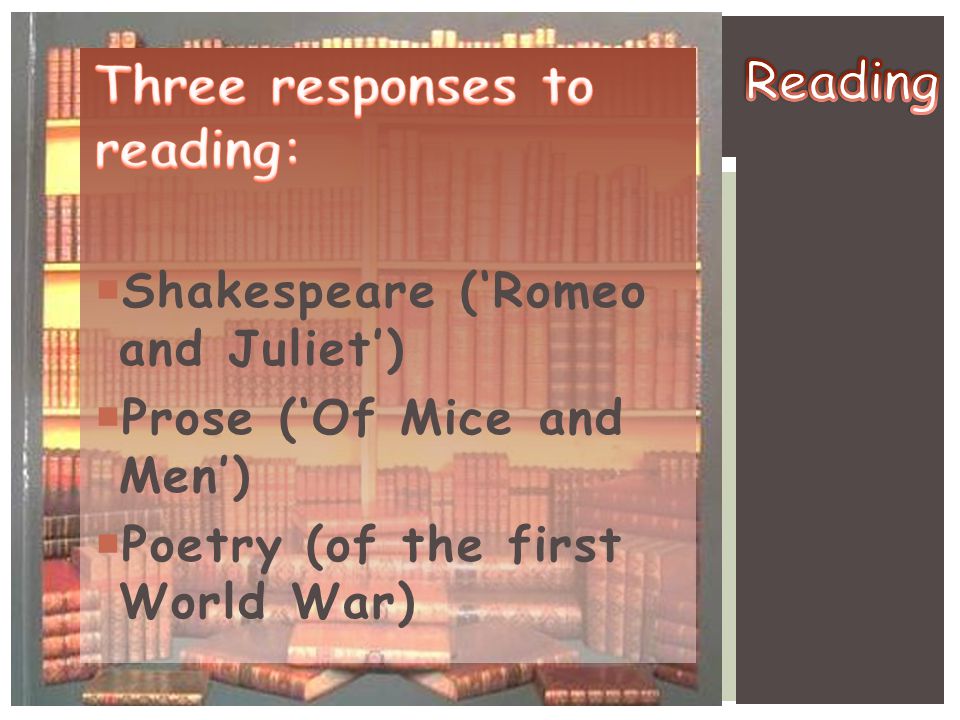 Three responses to reading: