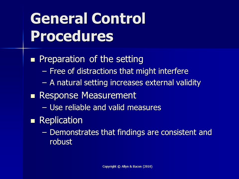 General Control Procedures