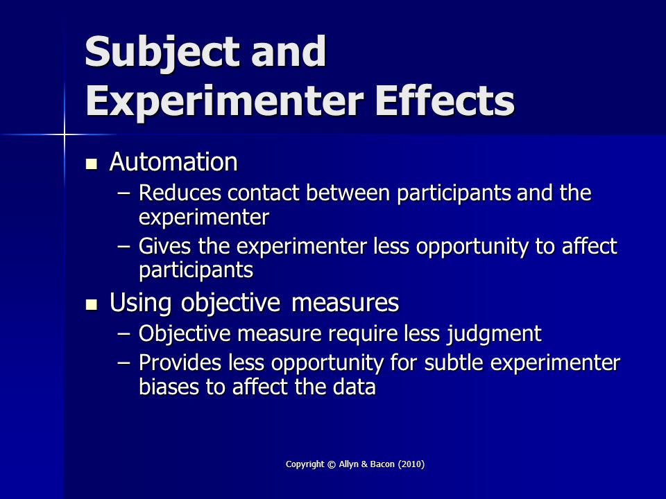 Subject and Experimenter Effects