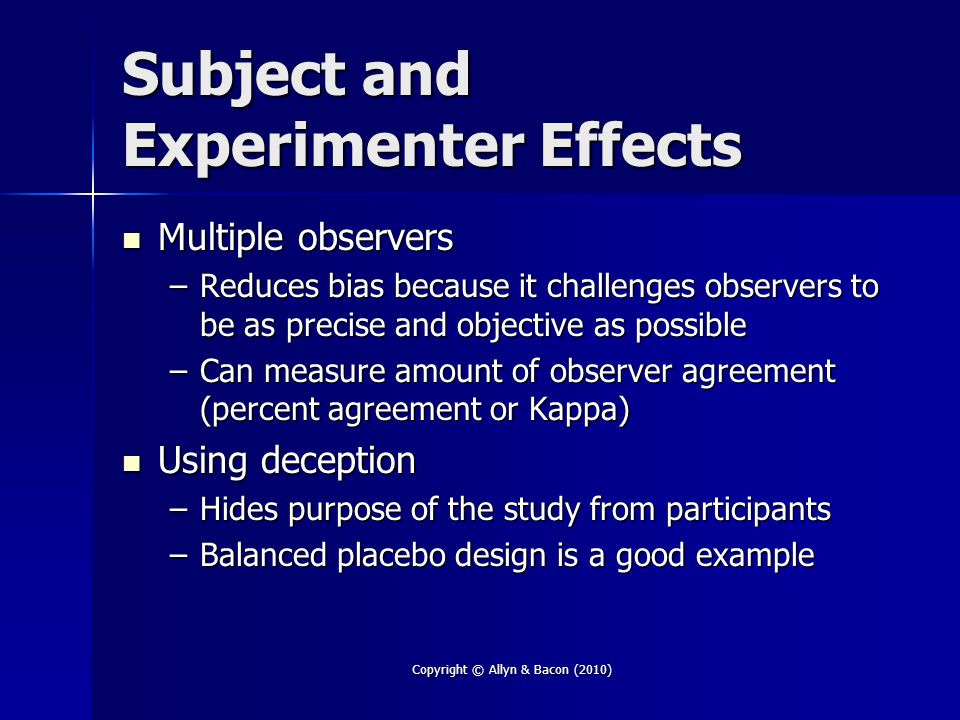 Subject and Experimenter Effects