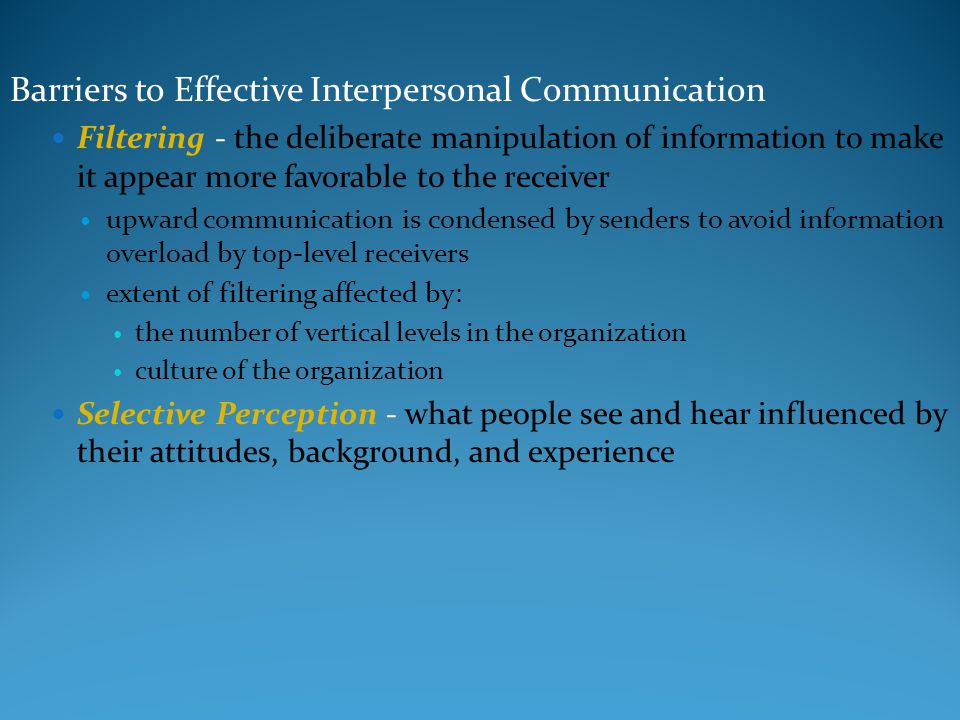 Barriers to Effective Interpersonal Communication