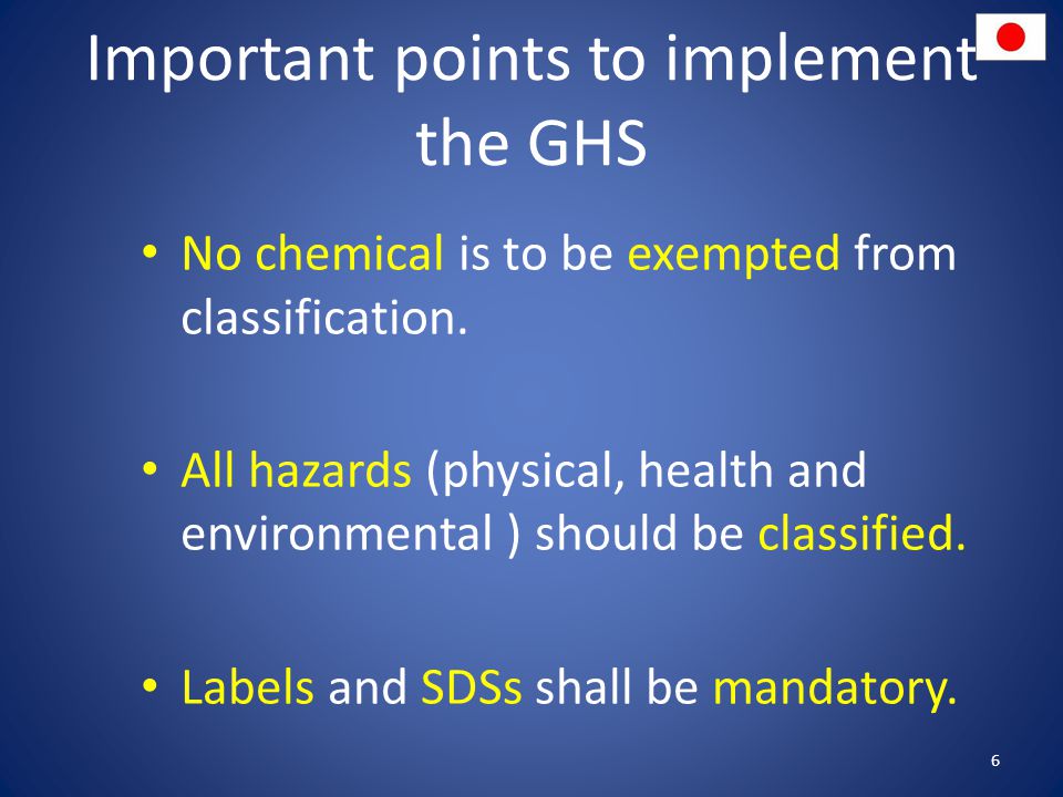 Important points to implement the GHS