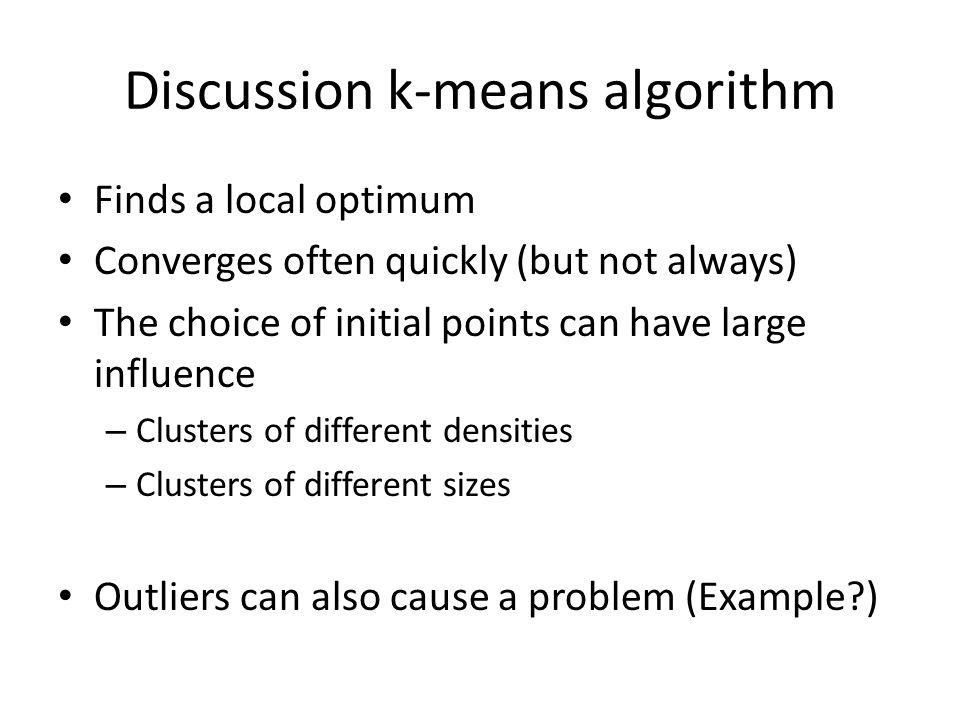 Discussion k-means algorithm