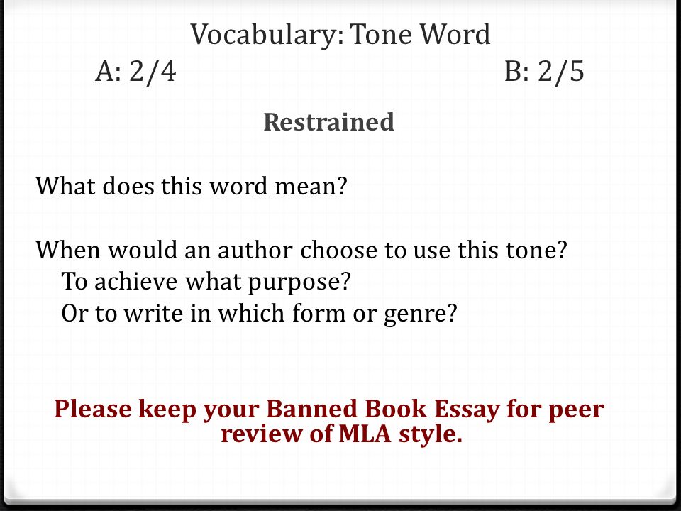 Vocabulary: Tone Word A: 2/4 B: 2/5