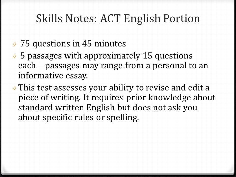 Skills Notes: ACT English Portion