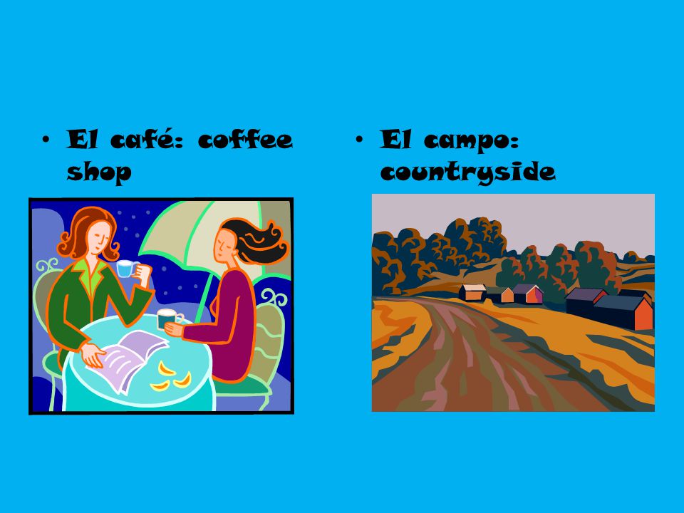 El café: coffee shop El campo: countryside