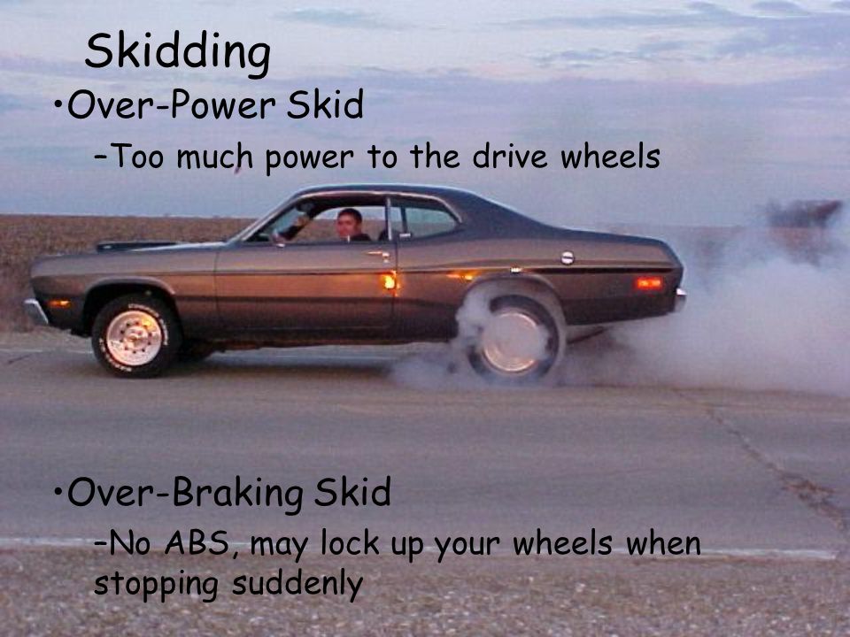 Skidding Over-Power Skid Over-Braking Skid
