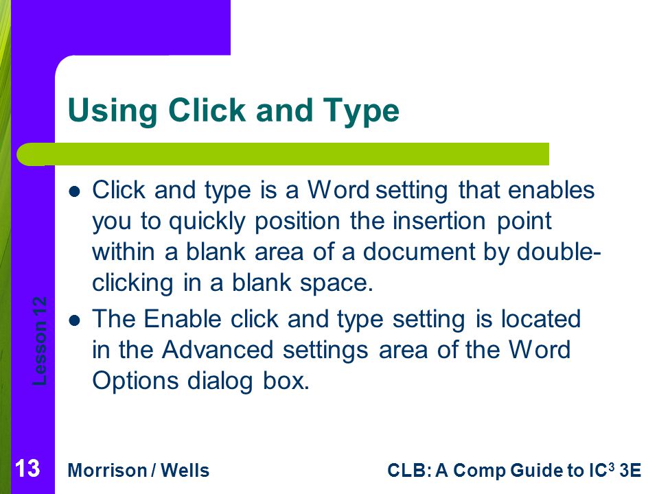 Using Click and Type