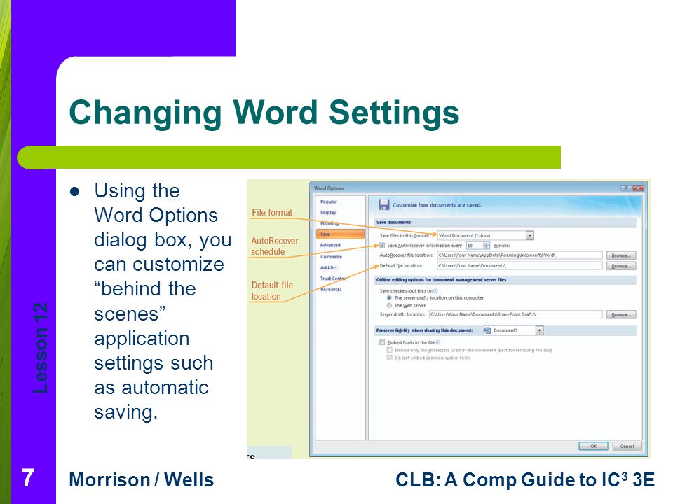 Changing Word Settings