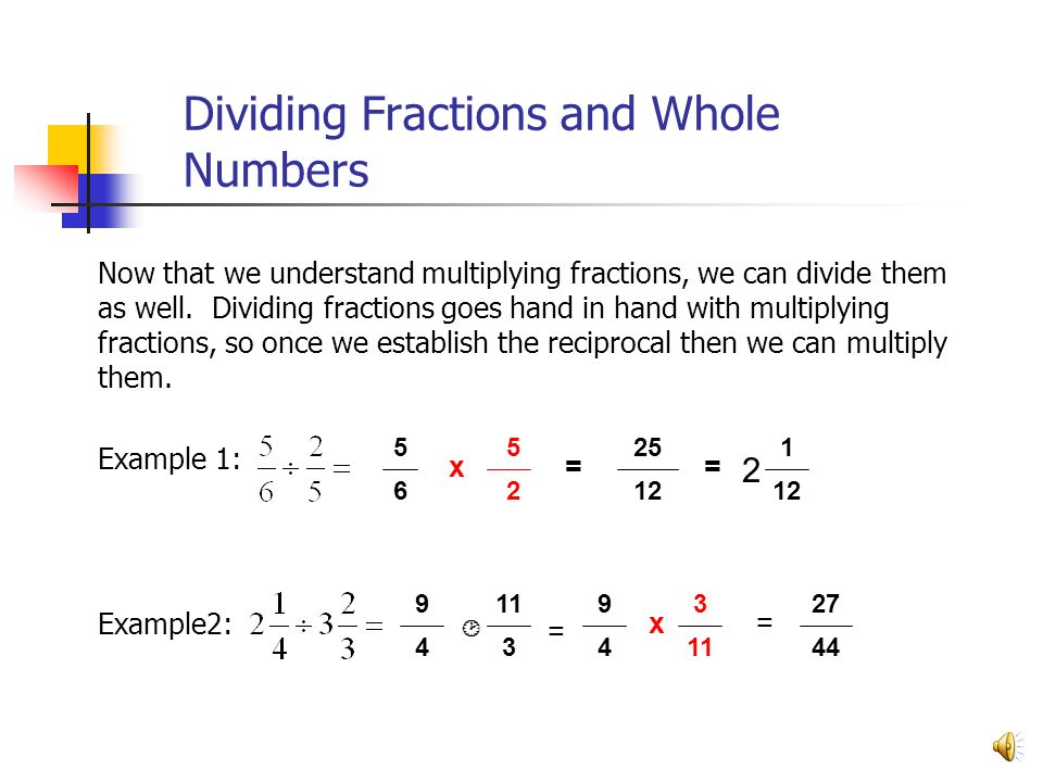 Dividing Fractions and Whole Numbers