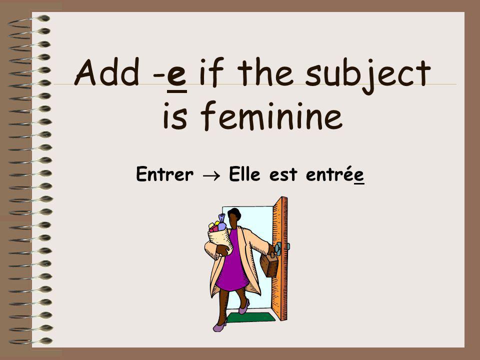 Add -e if the subject is feminine