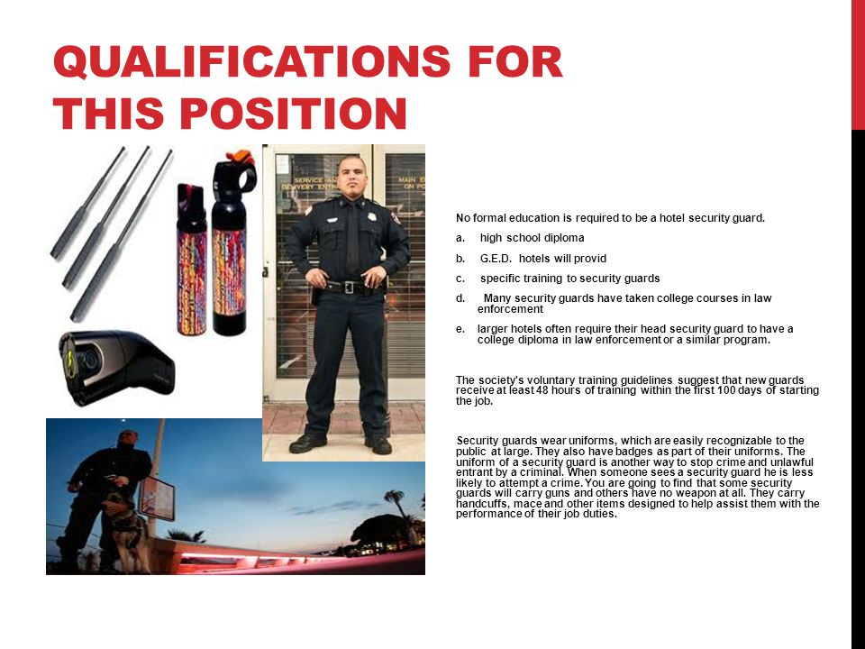 Qualifications for this position