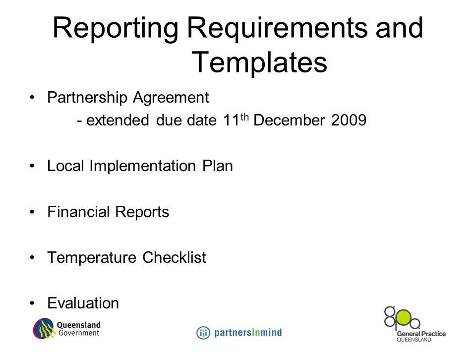 Reporting Requirements and Templates