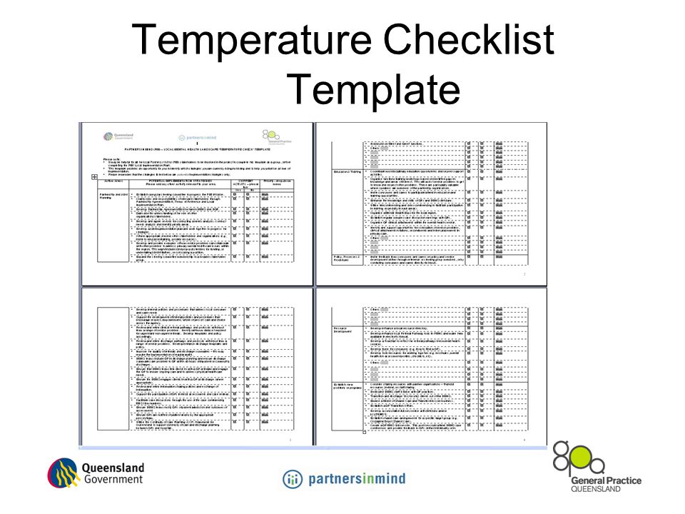 Temperature Checklist Template