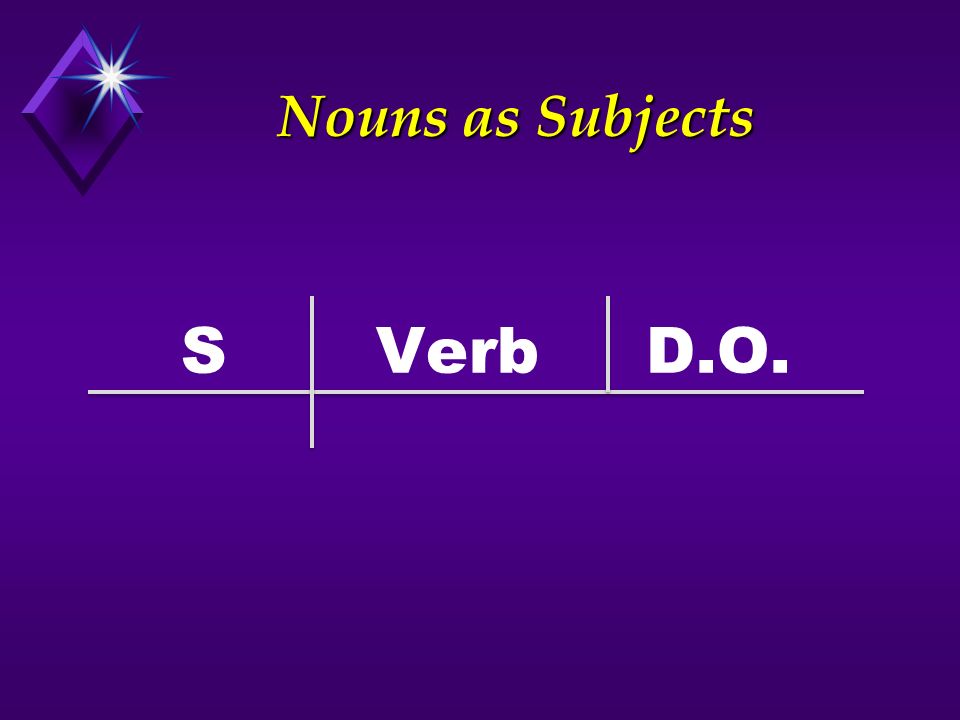 Nouns as Subjects S Verb D.O.