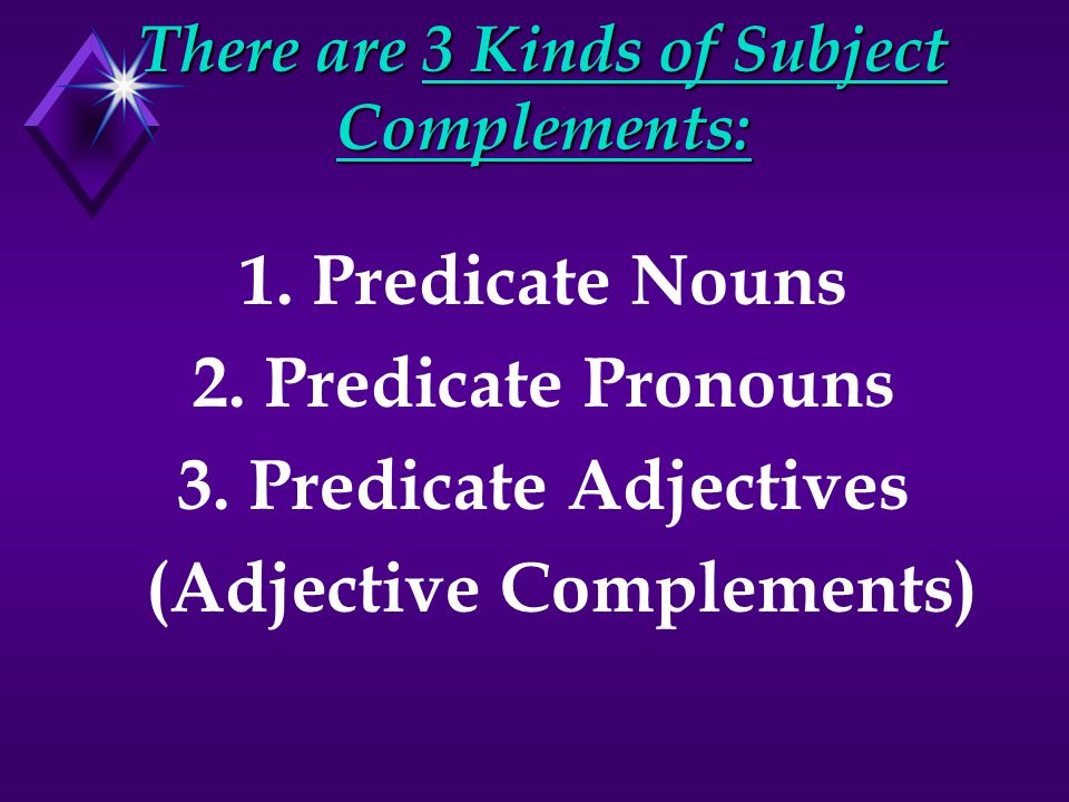There are 3 Kinds of Subject Complements: