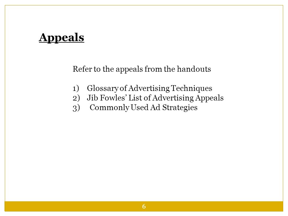 advertising appeals list