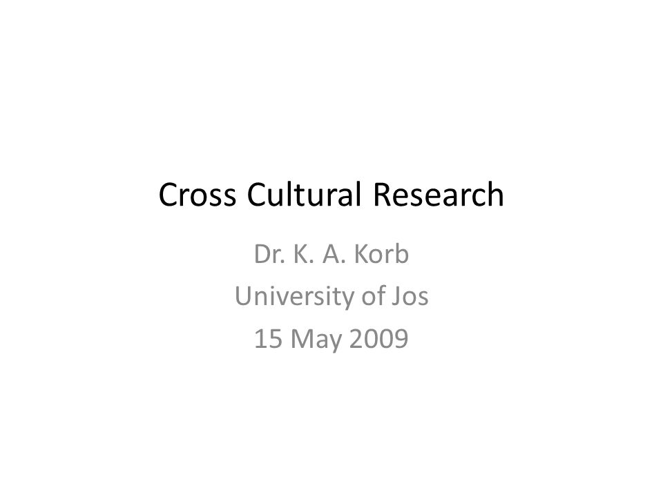 Cross Cultural Research