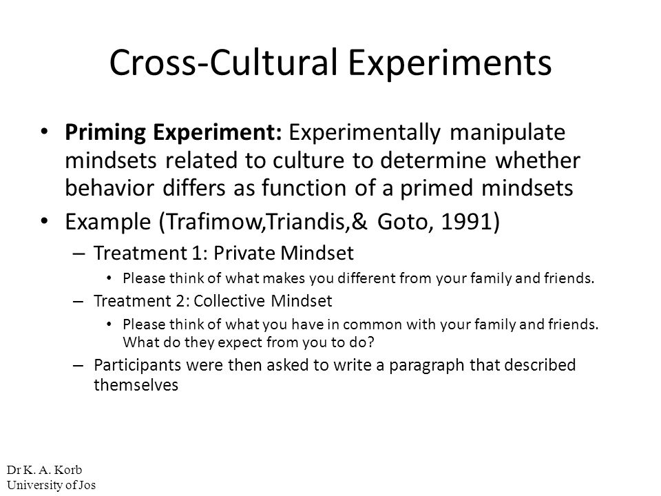 Cross-Cultural Experiments